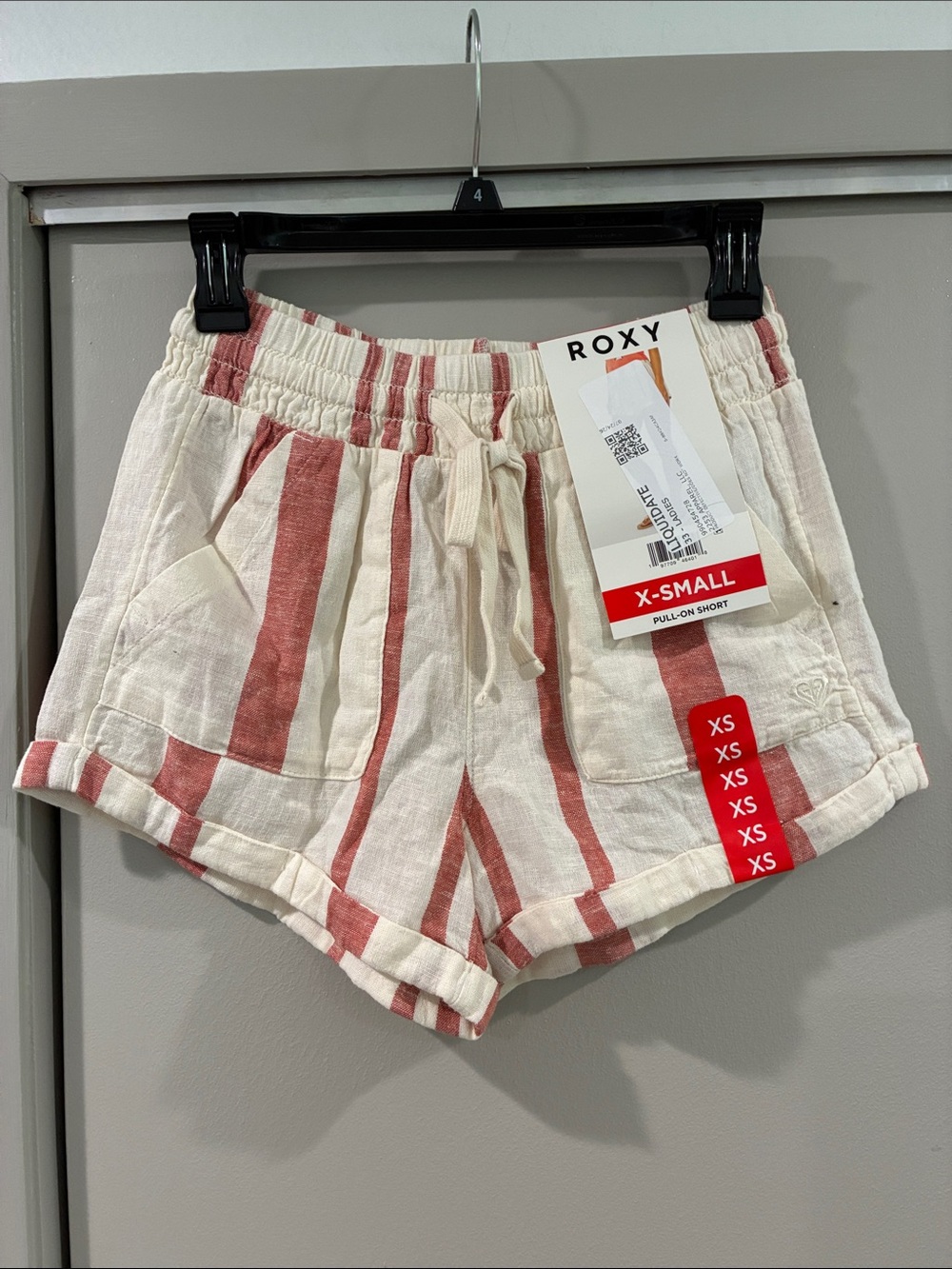 Roxy Women’s High-Waist Striped Pull-On Shorts - Cream & Rust